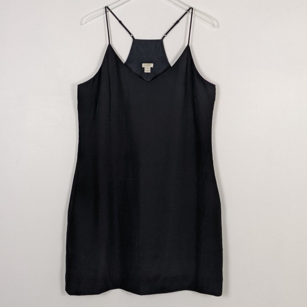J. Crew Black Silk Like Racer Back Slip Dress Plus Size 14 - Picture 3 of 10